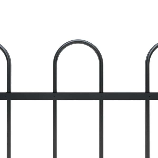 vidaXL Garden Fence with Hoop Top Steel 1781.5x60 cm Black