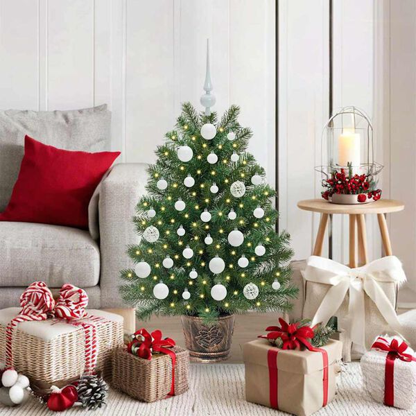 vidaXL Artificial Christmas Tree with 150 LEDs Green 95 cm PE and PVC
