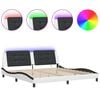 vidaXL Bed Frame with LED without Mattress "Zadar" White and Black 200x200 cm