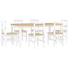 vidaXL 7 Piece Dining Set PANAMA White Solid Wood Pine