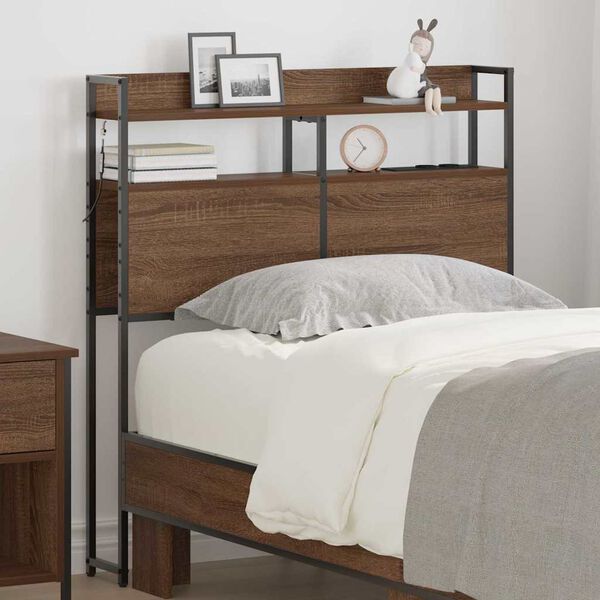 vidaXL Headboard with Shelf Brown oak 75 cm Engineered wood