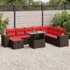 vidaXL 9 Piece Garden Sofa Set with Cushions Black Poly Rattan Acacia