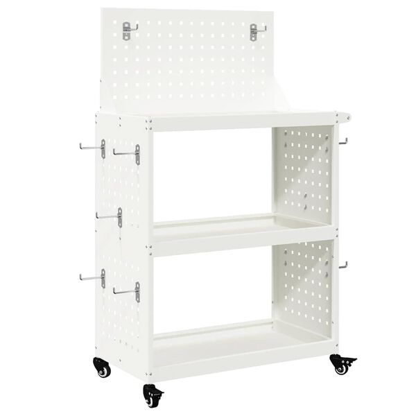vidaXL Tool Trolley White 65 x 35 x 111 cm Cold-rolled Steel