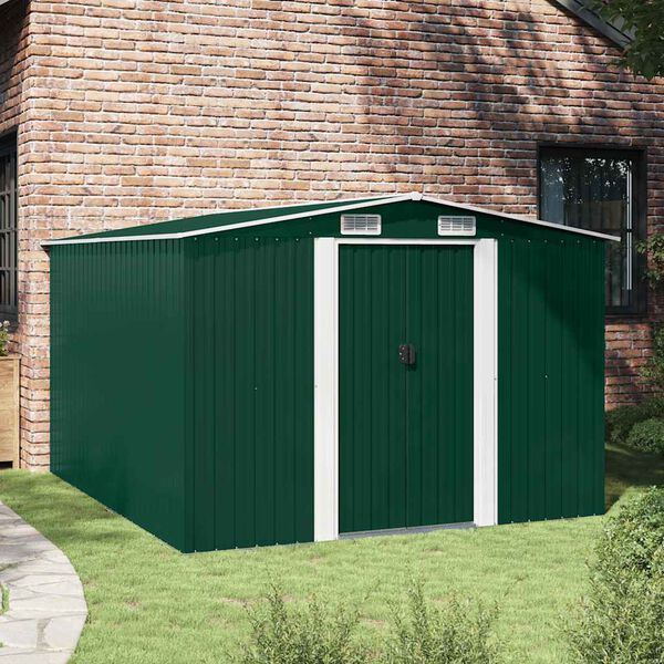 vidaXL Garden Shed 257x298x178 cm Metal Green