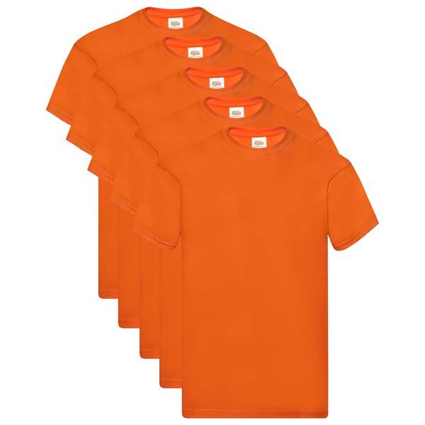 Fruit of the Loom Original T-shirts 5 pcs Orange L Cotton