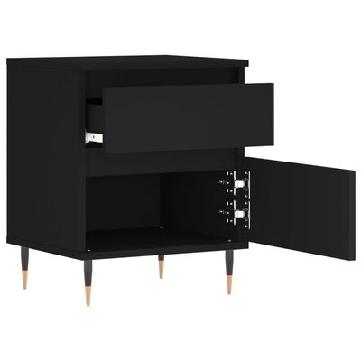 vidaXL Bedside Cabinet Black 40x35x50 cm Engineered Wood