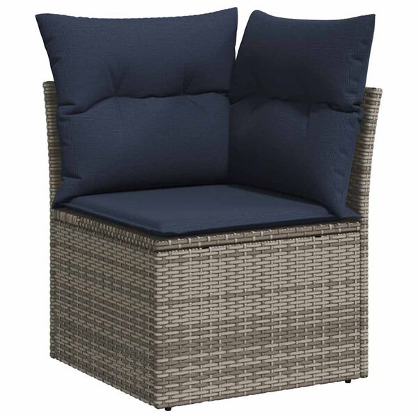 vidaXL 6 Piece Garden Sofa Set with Cushions Grey Poly Rattan Acacia