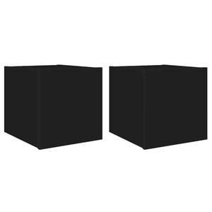 vidaXL TV Wall Cabinets with LED Lights 2 pcs Black 30.5x35x30 cm