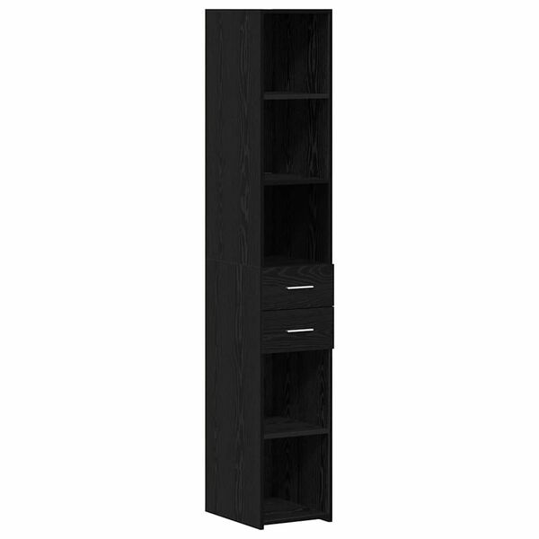 vidaXL Bookcase with Drawer Black Oak 30 x 42.4 x 185.2 cm