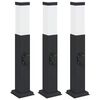 vidaXL Bollard Lights with Outlet 3 pcs 50 cm Black IP44