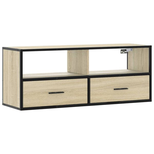vidaXL TV Cabinet Sonoma Oak 100x31x39.5 cm Engineered Wood and Metal