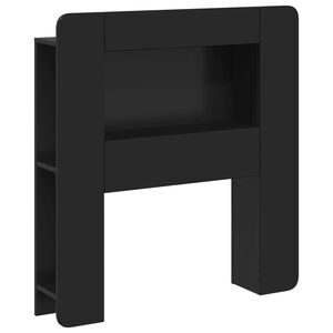 vidaXL Headboard Cabinet with Storage Black Engineered Wood