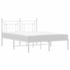 vidaXL Metal Bed Frame without Mattress with Headboard White 140x200cm