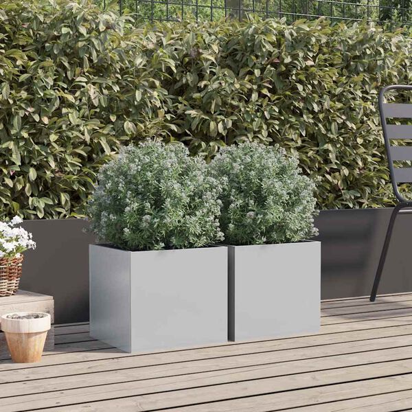 vidaXL Planters 2 pcs Silver 32x30x29 cm Galvanised Steel