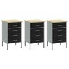 vidaXL Work Cabinet with Drawer 7 pcs Black Engineered Wood and Steel