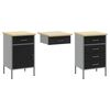 vidaXL Work Cabinet with Drawer 8 pcs Black Engineered Wood and Steel