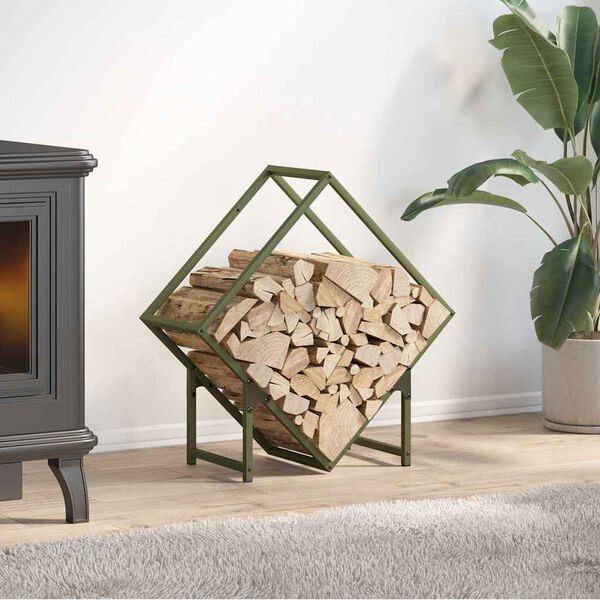 vidaXL Firewood Rack Olive Green 60x25x60 cm Cold-rolled steel
