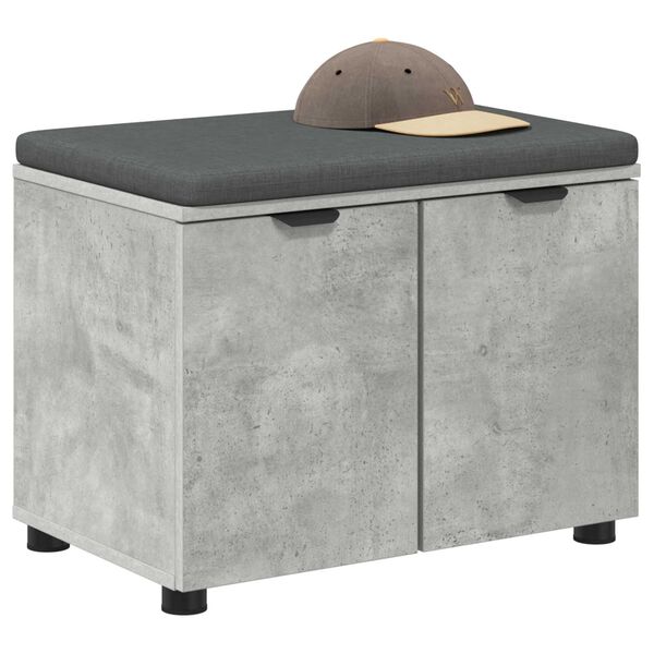 vidaXL Hall Bench with Cushion with Door Concrete Grey 60 x 38 x 46 cm