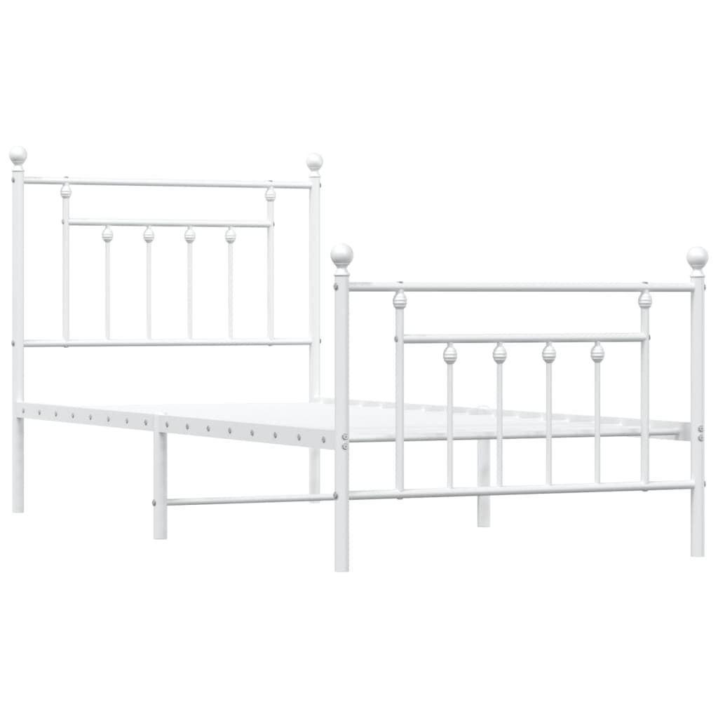 vidaXL Metal Bed Frame without Mattress with Footboard White 80x200cm