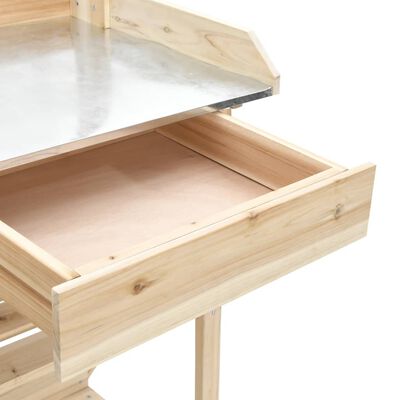 vidaXL Potting Bench with Shelves Solid Wood Fir
