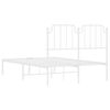 vidaXL Metal Bed Frame without Mattress with Headboard White 120x200cm