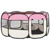 vidaXL Foldable Dog Playpen with Carrying Bag Pink 145x145x61 cm