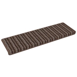 vidaXL Self-adhesive Stair Mats Striped 15 pcs Brown 65 x 21 x 4 cm