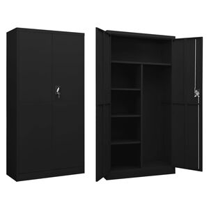 vidaXL Locker Cabinet | Black | Steel | Large | Locks | Locker Cabinet