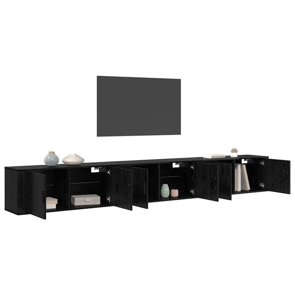 vidaXL Wall-mounted TV Cabinet Set Black Oak Engineered Wood