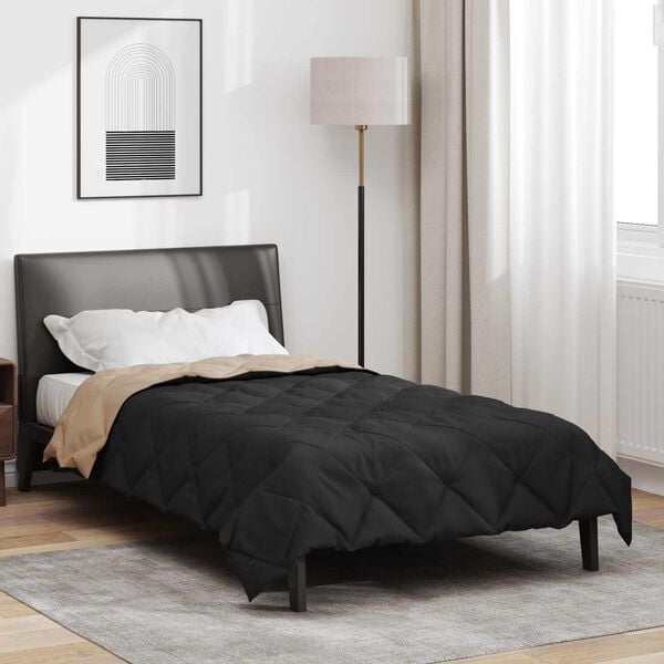 vidaXL Full Year Duvet Black and Taupe 220 x 155 cm Microfiber