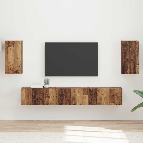 vidaXL TV Cabinet Set Wall-mounted 5 pcs Old Wood Engineered Wood