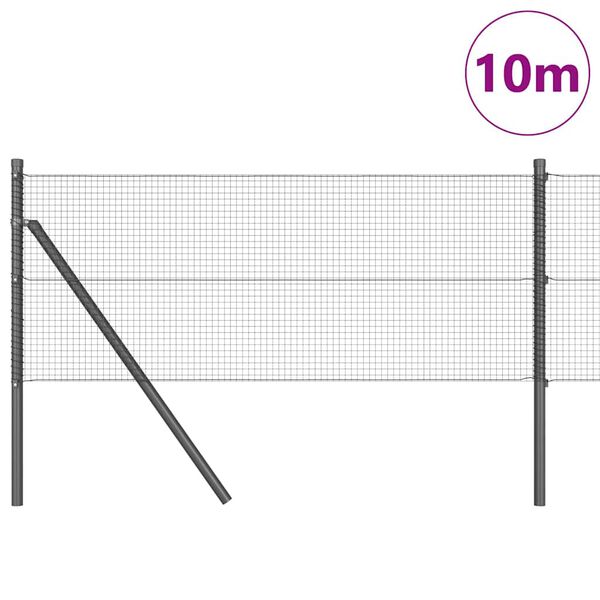 vidaXL Fence Post Grey 10 x 0.6 m (16 x 16 mm mesh) Steel and PVC