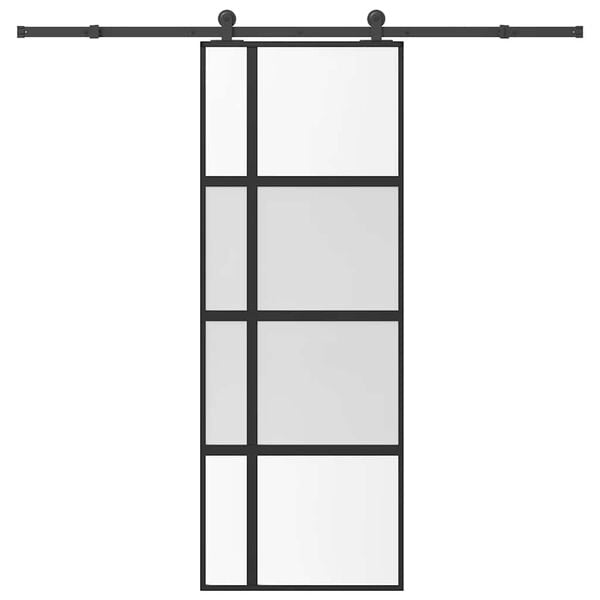 vidaXL Sliding Door with Hardware Set 76x205 cm Tempered Glass&Aluminium