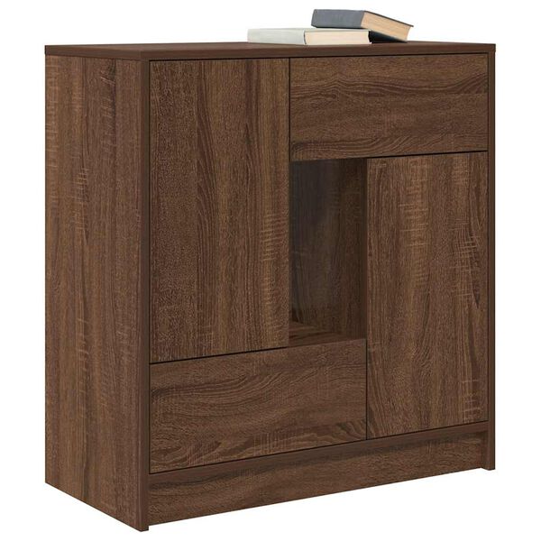 vidaXL Sideboard with Drawers and Doors Brown Oak 70.5x34x74.5 cm