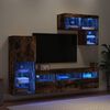 vidaXL 6 Piece TV Wall Units with LED Smoked Oak Engineered Wood