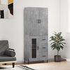vidaXL Highboard Concrete Grey 69.5x34x180 cm Engineered Wood