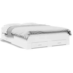 vidaXL Bed Frame with Drawers without Mattress White 135x190 cm