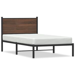 vidaXL Metal Bed Frame without Mattress Brown Oak 107x203 cm