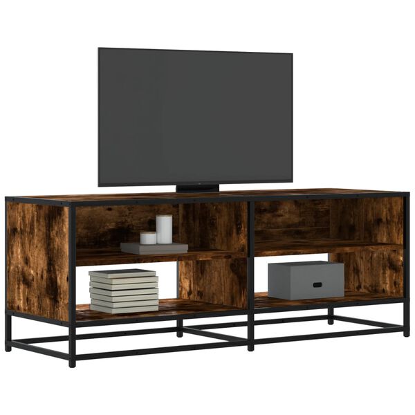 vidaXL TV Cabinet Smoked Oak 120.5x40x46 cm Engineered Wood and Metal