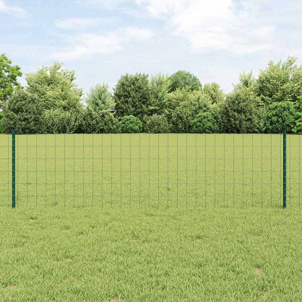 vidaXL Fence with Post Green 0.6 x 50 m Steel and PVC