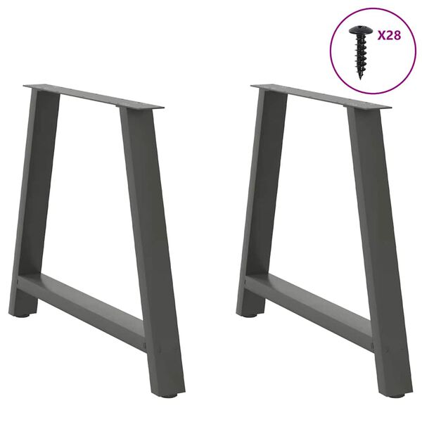 vidaXL Dining Table Legs A-Shaped 2 pcs Anthracite 100x(72-73) cm Steel