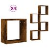 vidaXL Wall Cube Shelves 4 pcs Smoked Oak 30x15x30 cm