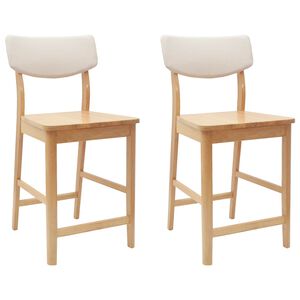 vidaXL Dining Chairs 2 pcs Natural 48 x 49 x 95 cm Solid Rubber Wood