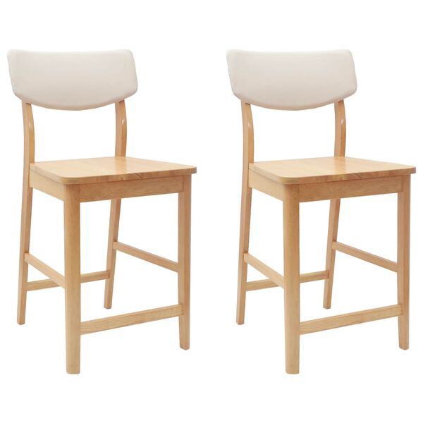 vidaXL Dining Chairs 2 pcs Natural 48 x 49 x 95 cm Solid Rubber Wood