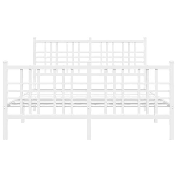 vidaXL Metal Bed Frame without Mattress with Footboard White 137x190cm