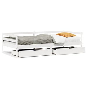 vidaXL Daybed with Drawers without Mattress White 90x200 cm Solid Wood