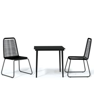vidaXL 3 Piece Garden Dining Set Black