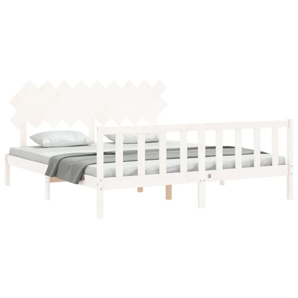 vidaXL Bed Frame without Mattress White Super King Size Solid Wood Pine