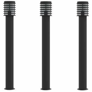 vidaXL Outdoor Floor Lamps 3pcs Black 110cm Stainless Steel