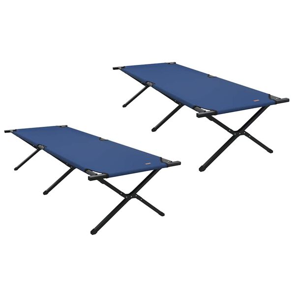 vidaXL Folding Camping Bed 2 pcs Blue 210 x 80 x 46 cm Oxford fabric